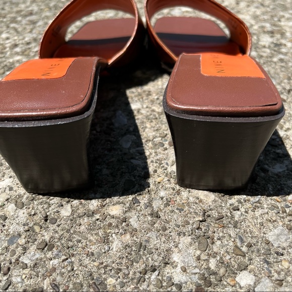 NEW Nine West Cognac Delarina3 Open Toe Dress Mule Sz 8.5 - Picture 4 of 5